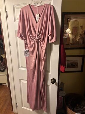 Dusty Rose Wrap-Style Dress